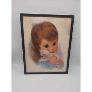Francis Hook Northern Paper Mills Tissue Child Girl Print 11" x 14" Framed